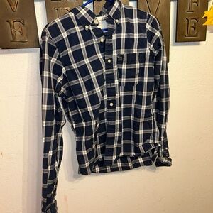 Men's Navy Plaid Shirt Abercrombie